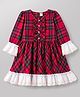 ToffyHouse Cotton Woven One Piece Dresses / Frocks Full Sleeves Checks Red 3-4 Years