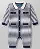 ToffyHouse Knitted Full Sleeves Printed Winter Wear Romper - Navy Blue