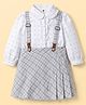 ToffyHouse Poplin Woven Full Sleeves Hearts Printed Top & Checked Skirt Set - White