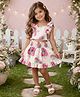 The Magic Wand Cotton Woven Frill Sleeves Floral Printed Coordinating Smocked Top & Skirt Set - Pink