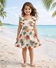 The Magic Wand Cotton Woven Frill Sleeves Floral Printed Coordinating Smocked Top & Skirt Set - Coral