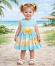The Magic Wand Rayon Woven Sleeveless Tie & Dye Bow Applique Detailed Dress - Turquoise