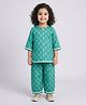 The Magic Wand Cotton Woven Three Fourth Sleeves Abstract Printed Kurti & Pants Set - Green