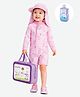 Little Surprise Box Spandex Full Sleeves Bunny Printed Swimsuit & Cap Set With Bag & Detergent - Pink