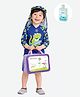 Little Surprise Box Spandex Three Fourth Sleeves Dinosaur Printed Swimsuit & Cap Set With Bag & Detergent - Blue