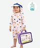 Little Surprise Box Spandex Full Sleeves Dinosaur Printed Swimsuit & Cap Set With Bag & Detergent - Pink