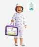 Little Surprise Box Spandex Full Sleeves Dogs Printed Legged Swimsuit With Bag Cap & Detergent - White