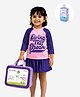 Little Surprise Box Spandex Full  Sleeves Typography Printed 2 Piece Swim Suit With Washbag & Swimsuit Detergent- Navy Blue