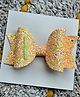 FOLLOW THE NEEDLE Bow & I Letter Applique Glitter Detailed Alligator Hair Clip - Yellow & Pink