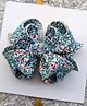 FOLLOW THE NEEDLE Glittered Floral Applique Detailed Alligator Hair Clip - Blue & White