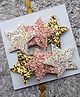 FOLLOW THE NEEDLE Sequins Embellished Stars Applique Detailed Hair Snap Clips - Golden