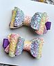 FOLLOW THE NEEDLEGlittered Bow Applique Detailed Alligator Hair Clips - Purple