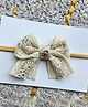 FOLLOW THE NEEDLE Bow Applique Detailed Stone Embellished Headband - Golden