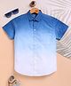 TOONYPORT Cotton Knit Half Sleeves Ombre Shirt - Blue