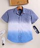 TOONYPORT Cotton Knit Half Sleeves Ombre Shirt - Blue
