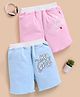 TOONYPORT Cotton Knit Pack Of 2 Hey Girl & I M Adorable Text Printed Shorts - Blue & Pink