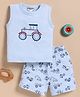 Wonderchild Sleeveless Tractor Embroidered Tee & Shorts Set - Sky Blue