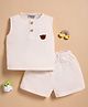 Wonderchild Sleeveless Brand Logo Patch Detailed Tee & Shorts Set - Cream