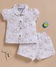 Wonderchild Half Puffed Sleeves Deer Printed Coordinating Shirt & Shorts Set - White
