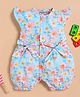 Wonderchild Cap Sleeves Bow Applique Detailed & Floral Printed Romper - Light Blue