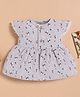 Wonderchild Cap Sleeves Floral Printed Lace Detailed Knee Length Dress - Grey