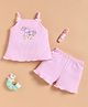 Wonderchild Sleeveless Bunnies Embroidered Top & Shorts Set - Pink
