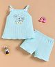 Wonderchild Sleeveless Bunnies Embroidered Top & Shorts Set - Blue