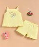 Wonderchild Sleeveless Bunnies Embroidered Top & Shorts Set - Lemon
