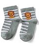 Mustang Knit Ankle Length Socks With Stripes & Lion Design - Olive Green