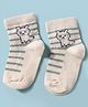 Mustang Knit Ankle Length Socks With Stripes & Sheep Design - OffWhite