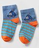 Mustang Knit Ankle Length Socks With Stripes & Vehicles Design - Blue