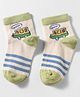 Mustang Knit Ankle Length Socks With Stripes & Vehicles Design - OffWhite