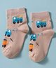 Mustang Knit Ankle Length Socks With Vehicles Design - Beige