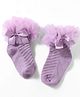 Mustang Knit Ankle Length Socks With Bow Applique - Lavender