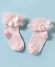 Mustang Knit Ankle Length Socks With Bow Applique - Pink