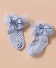 Mustang Knit Ankle Length Socks With Bow Applique - Light Blue