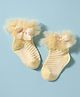 Mustang Knit Ankle Length Socks With Bow Applique - Yellow