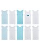 Big Softies Cotton Knit Pack Of 5   Sleeveless Solid & Striped Vests - Whale & White