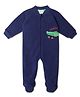 SNUGTIME Knit Full Sleeves Alligator Embroidered Footed Sleepsuit - Navy Blue
