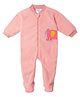 SNUGTIME Knit Full Sleeves Elephant Embroidered Footed Sleepsuit - Elephant Pink