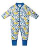 SNUGTIME Cotton Knit Full Sleeves Animals & Tropical Theme Printed Romper - Blue