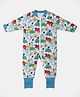 SNUGTIME Cotton Knit Full Sleeves Dinosaur Printed Footed Sleepsuit - Blue