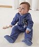SNUGTIME Knit Full Sleeves Zebra Embroidered Footed Sleepsuit -  Blue