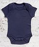 Merino Baby Woollen Knit Half Sleeves Solid Onesie - Navy Blue