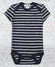 Merino Baby Woollen Knit Half Sleeves Solid Onesie - Navy Blue