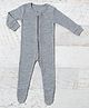 Merino Baby Woollen Knit Full Sleeves Solid Footed Romper -Grey