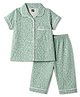 Evimo Single Jersey Knit Half Sleeves Co-Ords Shirt & Pyjama Night Suit Floral Print -Mint