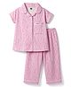 Evimo Single Jersey Knit Half Sleeves Co-Ords Shirt & Pyjama Night Suit Floral Print -Pink