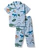 Evimo Single Jersey Knit Half Sleeves Co-Ords Shirt & Pyjama Night Suit Dino Print -Light Blue