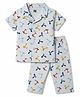 Evimo Single Jersey Knit Half Sleeves Co-Ords Printed Shirt & Pyjama Night Suit - Light Blue